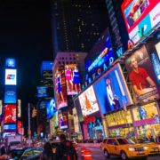 times square brand elements at night